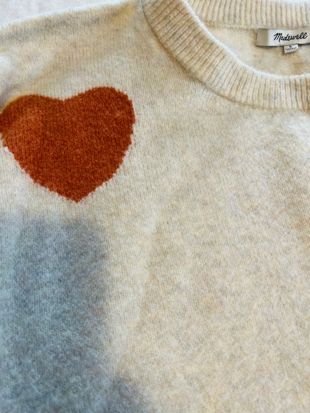 Madewell Cream Crewneck Sweater with Heart Motif - Picture 7 of 11